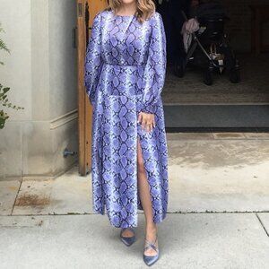 NWT Top Shop Purple Snake Print Long Sleeve Maxi Dress (Size 4)
